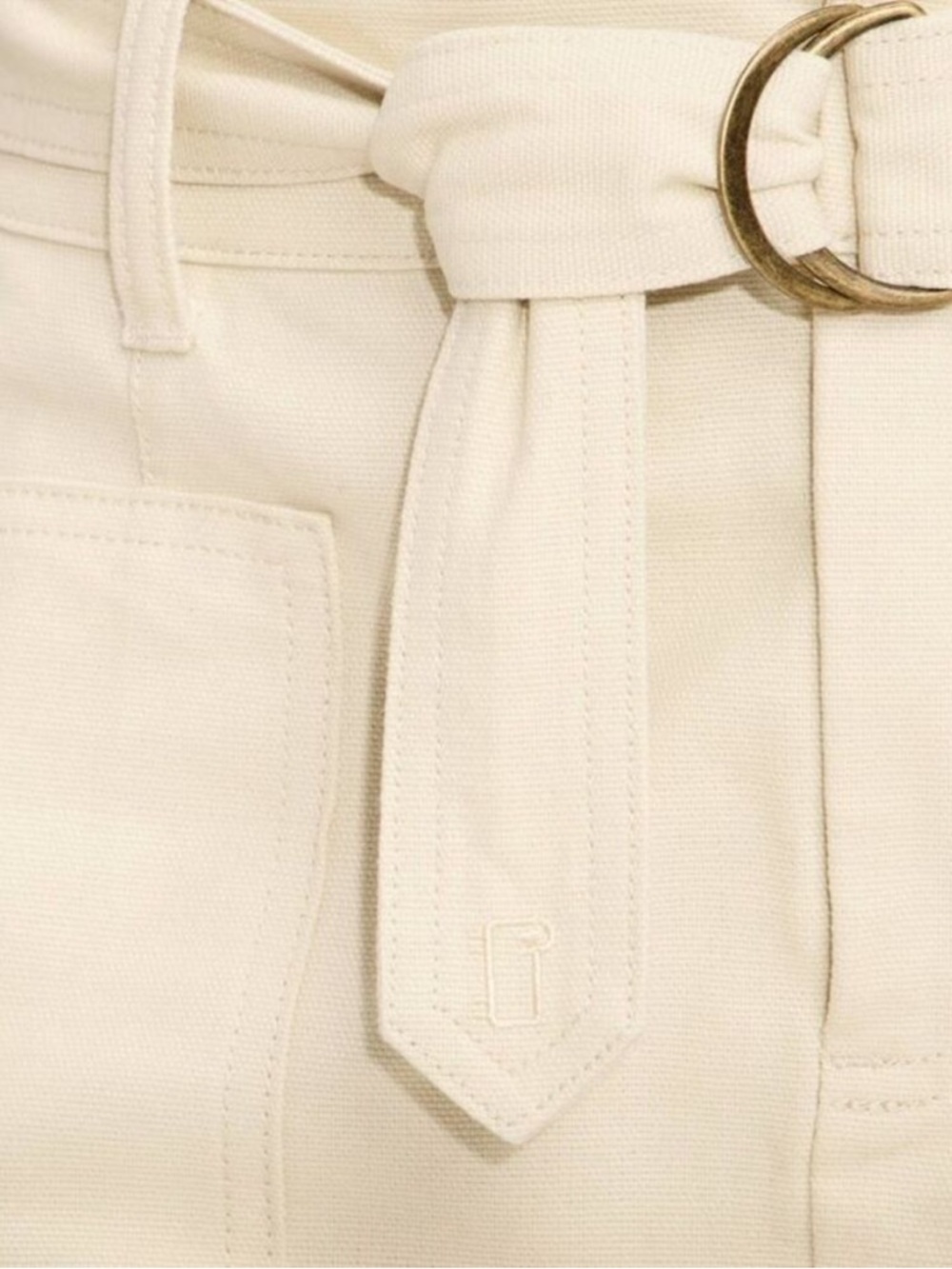Woolrich Cream Belted Mini A-Line Cotton Skirt Size Small - Picture 4 of 10